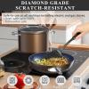 imageNuwave Healthy Duralon Blue Ceramic Nonstick Cookware Set Diamond Infused ScratchResistant PFAS Free Dishwasher ampamp Oven Safe Induction Ready ampamp Evenly Heats Tempered Glass Lids ampamp StayCool HandlesMetallic Mocha Brown