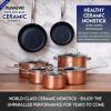 imageNuwave Healthy Duralon Blue Ceramic Nonstick Cookware Set Diamond Infused ScratchResistant PFAS Free Dishwasher ampamp Oven Safe Induction Ready ampamp Evenly Heats Tempered Glass Lids ampamp StayCool HandlesMetallic Rustic Copper