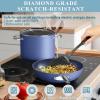 imageNuwave Healthy Duralon Blue Ceramic Nonstick Cookware Set Diamond Infused ScratchResistant PFAS Free Dishwasher ampamp Oven Safe Induction Ready ampamp Evenly Heats Tempered Glass Lids ampamp StayCool HandlesDeep Blue