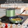 imageNuwave Healthy Duralon Blue Ceramic Nonstick Cookware Set Diamond Infused ScratchResistant PFAS Free Dishwasher ampamp Oven Safe Induction Ready ampamp Evenly Heats Tempered Glass Lids ampamp StayCool HandlesMetallic Pistachio Green