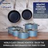 imageNuwave Healthy Duralon Blue Ceramic Nonstick Cookware Set Diamond Infused ScratchResistant PFAS Free Dishwasher ampamp Oven Safe Induction Ready ampamp Evenly Heats Tempered Glass Lids ampamp StayCool HandlesCozy Blue