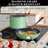 imageNuwave Healthy Duralon Blue Ceramic Nonstick Cookware Set Diamond Infused ScratchResistant PFAS Free Dishwasher ampamp Oven Safe Induction Ready ampamp Evenly Heats Tempered Glass Lids ampamp StayCool HandlesRosemary Green