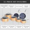 imageNuwave Healthy Duralon Blue Ceramic Nonstick Cookware Set Diamond Infused ScratchResistant PFAS Free Dishwasher ampamp Oven Safe Induction Ready ampamp Evenly Heats Tempered Glass Lids ampamp StayCool HandlesApricot Orange