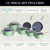 imageNuwave Healthy Duralon Blue Ceramic Nonstick Cookware Set Diamond Infused ScratchResistant PFAS Free Dishwasher ampamp Oven Safe Induction Ready ampamp Evenly Heats Tempered Glass Lids ampamp StayCool HandlesRosemary Green