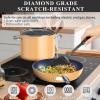 imageNuwave Healthy Duralon Blue Ceramic Nonstick Cookware Set Diamond Infused ScratchResistant PFAS Free Dishwasher ampamp Oven Safe Induction Ready ampamp Evenly Heats Tempered Glass Lids ampamp StayCool HandlesApricot Orange