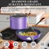 imageNuwave Healthy Duralon Blue Ceramic Nonstick Cookware Set Diamond Infused ScratchResistant PFAS Free Dishwasher ampamp Oven Safe Induction Ready ampamp Evenly Heats Tempered Glass Lids ampamp StayCool HandlesMetallic Lilac Purple
