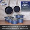 imageNuwave Healthy Duralon Blue Ceramic Nonstick Cookware Set Diamond Infused ScratchResistant PFAS Free Dishwasher ampamp Oven Safe Induction Ready ampamp Evenly Heats Tempered Glass Lids ampamp StayCool HandlesDeep Blue