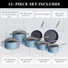 imageNuwave Healthy Duralon Blue Ceramic Nonstick Cookware Set Diamond Infused ScratchResistant PFAS Free Dishwasher ampamp Oven Safe Induction Ready ampamp Evenly Heats Tempered Glass Lids ampamp StayCool HandlesCozy Blue
