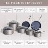 imageNuwave Healthy Duralon Blue Ceramic Nonstick Cookware Set Diamond Infused ScratchResistant PFAS Free Dishwasher ampamp Oven Safe Induction Ready ampamp Evenly Heats Tempered Glass Lids ampamp StayCool HandlesClay