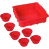 imageNuWave Silicone Baking Kit with 8x8inch Baking Pan ampamp Reusable Cupcake Liners Red 7pc