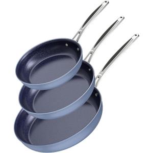 imageNuwave 3Piece 8 10 12 Forged Lightweight Frying Pan Set G10 Healthy Duralon Blue Ceramic Ultra NonStick Ergonomic StayCool Handles InductionReady ampamp Works on All CooktopsCozy Blue