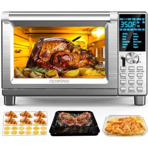 imageNuwave Bravo Air Fryer Toaster Smart Oven 12in1 Countertop Convection 30QT XL Capacity 50500F Temperature Controls Top and Bottom Heater Adjustments 0100 Brushed Stainless Steel Look