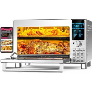 imageNuwave Bravo XL Pro Air Fryer Toaster Oven Improved 100 Super Convection Quicker ampamp Crispier Results 100 Presets MultiLayer Even Cooking 50500F Smart Probe PFAS Free 30QT Stainless SteelClassic Bravo XL