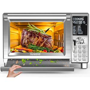 imageNuwave Bravo XL Pro Air Fryer Toaster Oven Improved 100 Super Convection Quicker ampamp Crispier Results 100 Presets MultiLayer Even Cooking 50500F Smart Probe PFAS Free 30QT Stainless Steel2025 Improved Bravo XL Pro