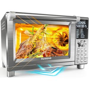imageNuwave Bravo XL Pro Air Fryer Toaster Oven with Grill Combo 2025 New UltraFast Convection System 35 Crispier 2X More Even 142 Presets 50500F Smarter Probe PFAS Free 30QT Stainless SteelBrushed Stainless Steel