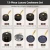 imageNuwave Lux 13pc Forged Lightweight Cookware Set PFAS Free Healthy G10 Duralon Ceramic Coating Ultra NonStick StayCool Handles Works on All Cooktops ampamp Induction ReadyBlack Coffee