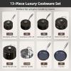 imageNuwave Lux 13pc Forged Lightweight Cookware Set PFAS Free Healthy G10 Duralon Ceramic Coating Ultra NonStick StayCool Handles Works on All Cooktops ampamp Induction ReadyBlack Coffee
