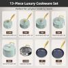 imageNuwave Lux 13pc Forged Lightweight Cookware Set PFAS Free Healthy G10 Duralon Ceramic Coating Ultra NonStick StayCool Handles Works on All Cooktops ampamp Induction ReadyMint Green