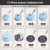 imageNuwave Lux 13pc Forged Lightweight Cookware Set PFAS Free Healthy G10 Duralon Ceramic Coating Ultra NonStick StayCool Handles Works on All Cooktops ampamp Induction ReadyPoppy Blue