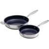 imageNuwave ProSmart 12 ampamp 8 SS Fry Pan Set Healthy Duralon Blue NonStick Ceramic Coating HeavyDuty TriPly Construction Ergonomic StayCool Handles InductionReady ampamp Works on All CooktopsNonStick Stainless Steel