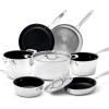 imageNuwave ProSmart 9pc Stainless Steel Cookware Set HeavyDuty TriPly 31mm Thickness 1810SS Space Saving Nestable Design StayCool Handles InductionReady Works on All Cooktops 20Yer WrrantyDuralon and Stainless Steel