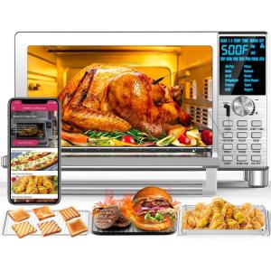 imageNuwave Bravo XL Air Fryer Toaster Smart Oven 12in1 Countertop GrillGriddle Combo 30Qt XL Capacity 50F500F adjustable in precise 5F increments Integrated Smart Thermometer Linear T Technologysilver