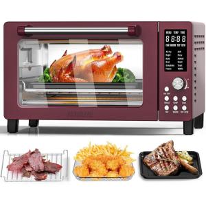 imageNuwave Bravo XL Air Fryer Toaster Smart Oven 12in1 Countertop GrillGriddle Combo 30Qt XL Capacity 50F500F adjustable in precise 5F increments Integrated Smart Thermometer Linear T TechnologyCinnamon