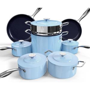 imageNuwave Lux 13pc Forged Lightweight Cookware Set PFAS Free Healthy G10 Duralon Ceramic Coating Ultra NonStick StayCool Handles Works on All Cooktops ampamp Induction ReadyPoppy Blue