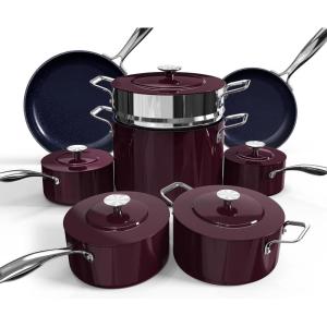 imageNuwave Lux 13pc Forged Lightweight Cookware Set PFAS Free Healthy G10 Duralon Ceramic Coating Ultra NonStick StayCool Handles Works on All Cooktops ampamp Induction ReadyCinnamon