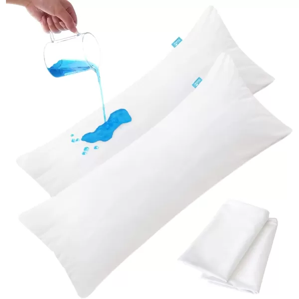 image4 Pack Pillow Protectors with Zipper Breathable ampamp Noiseless ampamp Durable 100 Waterproof Pillow Cases Standard Size White Pillow ProtectorBody Pillow