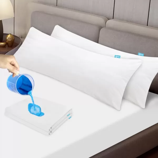 image4 Pack Pillow Protectors with Zipper Breathable ampamp Noiseless ampamp Durable 100 Waterproof Pillow Cases Standard Size White Pillow ProtectorBody Pillow
