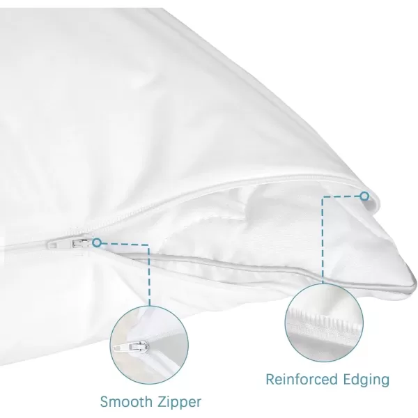 image4 Pack Pillow Protectors with Zipper Breathable ampamp Noiseless ampamp Durable 100 Waterproof Pillow Cases Standard Size White Pillow ProtectorBody Pillow