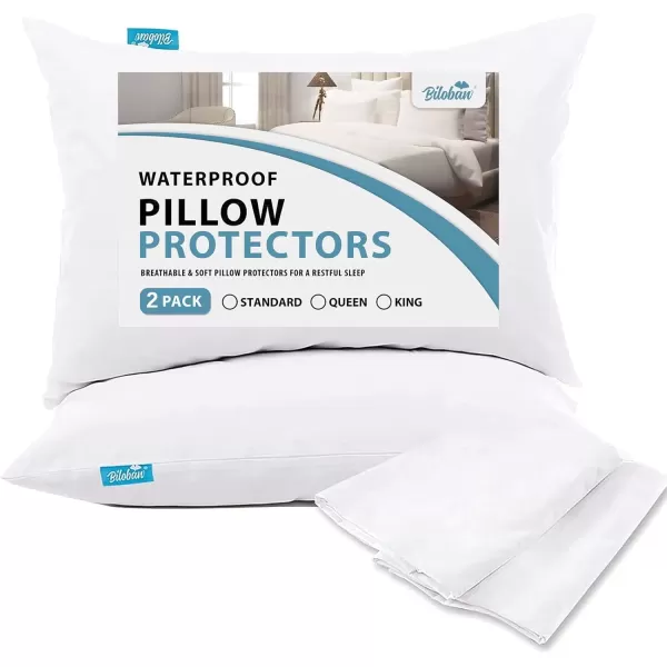 image4 Pack Pillow Protectors with Zipper Breathable ampamp Noiseless ampamp Durable 100 Waterproof Pillow Cases Standard Size White Pillow ProtectorKing