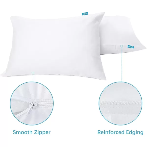 image4 Pack Pillow Protectors with Zipper Breathable ampamp Noiseless ampamp Durable 100 Waterproof Pillow Cases Standard Size White Pillow ProtectorQueen