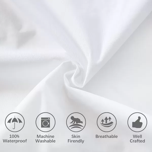 image4 Pack Pillow Protectors with Zipper Breathable ampamp Noiseless ampamp Durable 100 Waterproof Pillow Cases Standard Size White Pillow ProtectorQueen