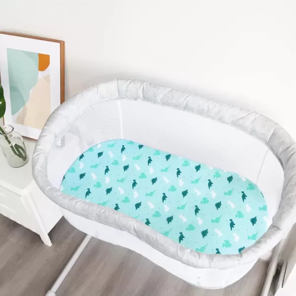 imageBassinet Sheet 4 Pack for Baby Boys or Girls Bassinet Sheets Ultra Soft Universal Fit for Most Rectangle Oval Hourglass Bassinet Mattress Bassinet Sheets GreyAqua  White