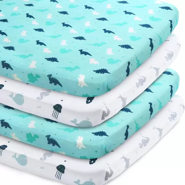 imageBassinet Sheet 4 Pack for Baby Boys or Girls Bassinet Sheets Ultra Soft Universal Fit for Most Rectangle Oval Hourglass Bassinet Mattress Bassinet Sheets GreyAqua  White