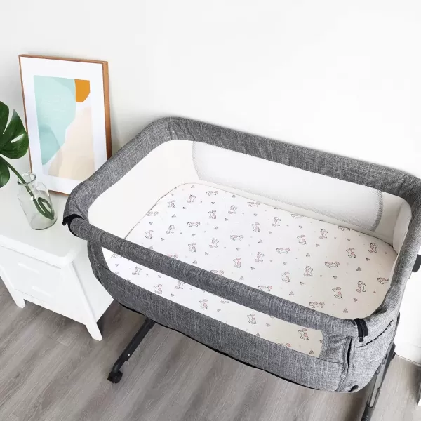 imageBassinet Sheet 4 Pack for Baby Boys or Girls Bassinet Sheets Ultra Soft Universal Fit for Most Rectangle Oval Hourglass Bassinet Mattress Bassinet Sheets GreyPink  Purple