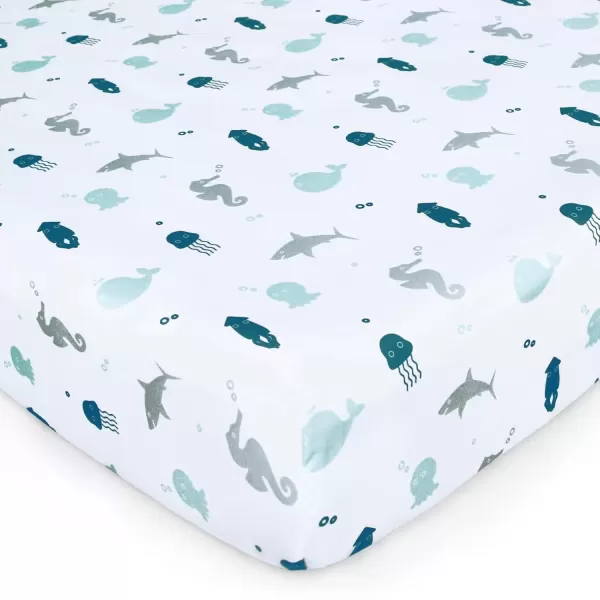 imageBassinet Sheet 4 Pack for Baby Boys or Girls Bassinet Sheets Ultra Soft Universal Fit for Most Rectangle Oval Hourglass Bassinet Mattress Bassinet Sheets GreyAqua  White