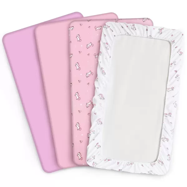 imageBassinet Sheet 4 Pack for Baby Boys or Girls Bassinet Sheets Ultra Soft Universal Fit for Most Rectangle Oval Hourglass Bassinet Mattress Bassinet Sheets GreyPink  Purple