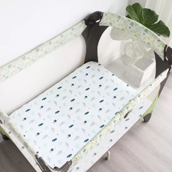 imageBassinet Sheet 4 Pack for Baby Boys or Girls Bassinet Sheets Ultra Soft Universal Fit for Most Rectangle Oval Hourglass Bassinet Mattress Bassinet Sheets GreyAqua  White
