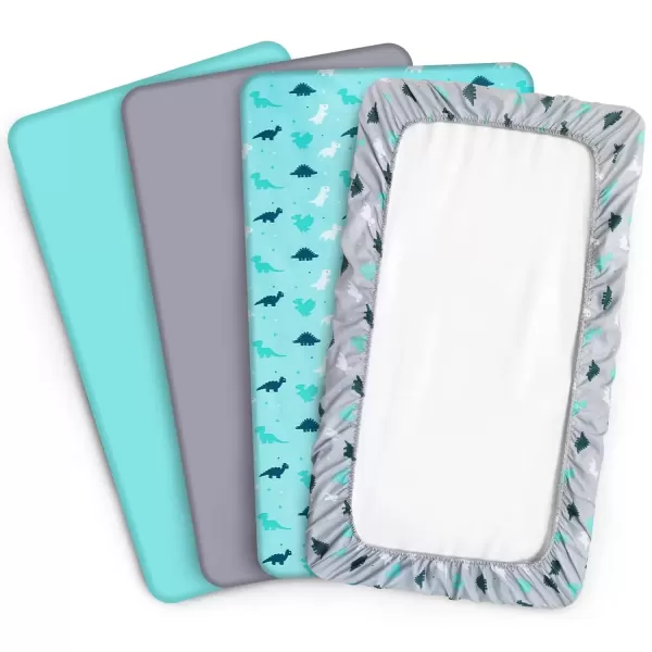 imageBassinet Sheet 4 Pack for Baby Boys or Girls Bassinet Sheets Ultra Soft Universal Fit for Most Rectangle Oval Hourglass Bassinet Mattress Bassinet Sheets GreyGrey  Aqua