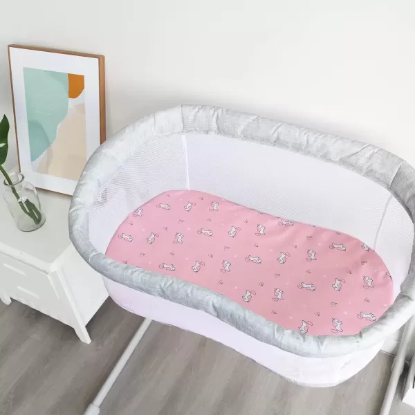 imageBassinet Sheet 4 Pack for Baby Boys or Girls Bassinet Sheets Ultra Soft Universal Fit for Most Rectangle Oval Hourglass Bassinet Mattress Bassinet Sheets GreyPink  Purple