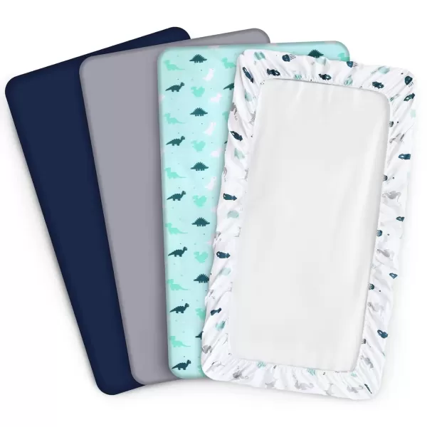 imageBassinet Sheet 4 Pack for Baby Boys or Girls Bassinet Sheets Ultra Soft Universal Fit for Most Rectangle Oval Hourglass Bassinet Mattress Bassinet Sheets GreyAqua  Navy