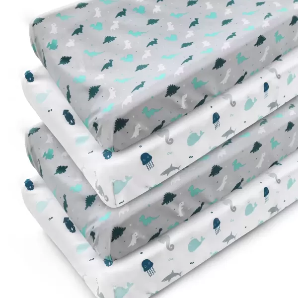 imageBassinet Sheet 4 Pack for Baby Boys or Girls Bassinet Sheets Ultra Soft Universal Fit for Most Rectangle Oval Hourglass Bassinet Mattress Bassinet Sheets GreyGrey
