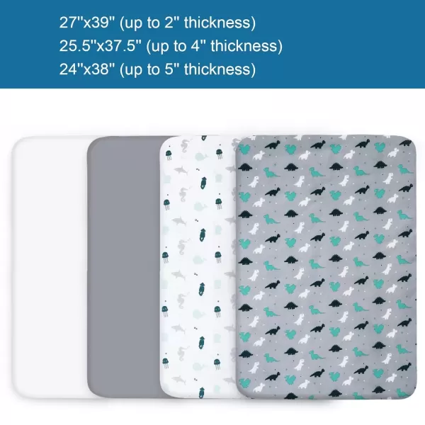 imageBassinet Sheet 4 Pack for Baby Boys or Girls Bassinet Sheets Ultra Soft Universal Fit for Most Rectangle Oval Hourglass Bassinet Mattress Bassinet Sheets GreyGrey  Wihte