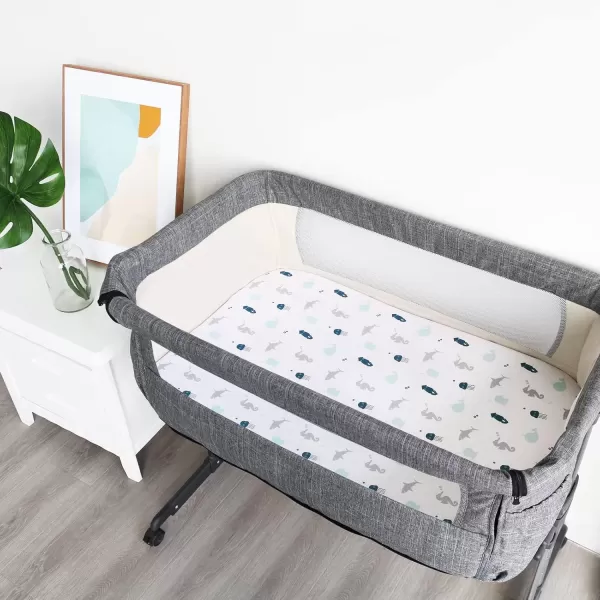 imageBassinet Sheet 4 Pack for Baby Boys or Girls Bassinet Sheets Ultra Soft Universal Fit for Most Rectangle Oval Hourglass Bassinet Mattress Bassinet Sheets GreyAqua  Navy