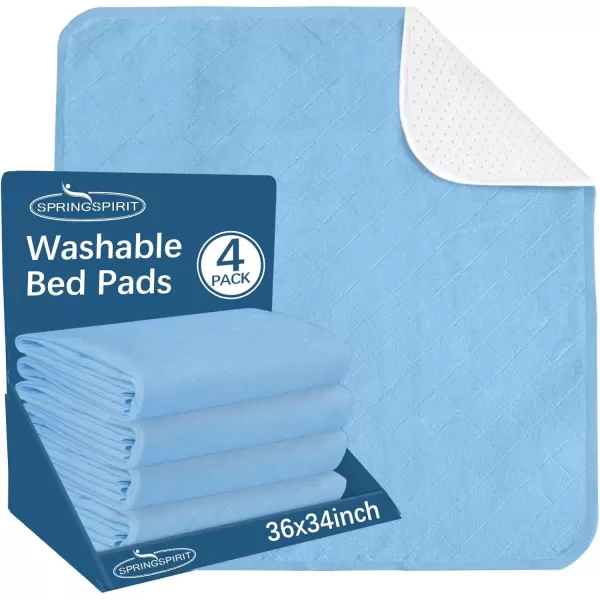 imageBed Pads Washable Waterproof2 Pack 34 x 36 Washable and Reusable Anti Slip Chuck Pads Incontinence Underpad Sheets Protector Pee Pads for Elderly Kids Toddler and Pets White and PinkBlue