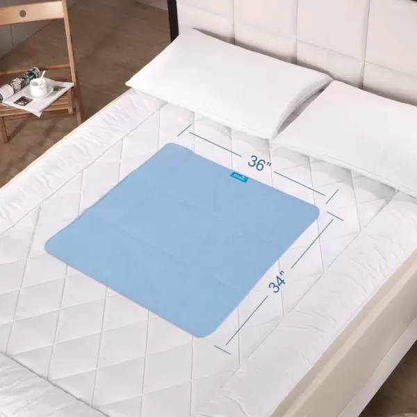 imageBed Pads Washable Waterproof2 Pack 34 x 36 Washable and Reusable Anti Slip Chuck Pads Incontinence Underpad Sheets Protector Pee Pads for Elderly Kids Toddler and Pets White and PinkBlue