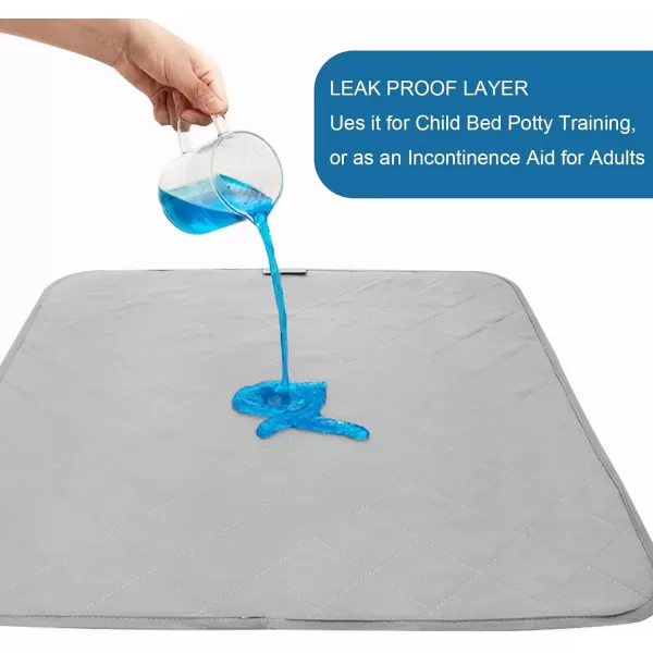 imageBed Pads Washable Waterproof2 Pack 34 x 36 Washable and Reusable Anti Slip Chuck Pads Incontinence Underpad Sheets Protector Pee Pads for Elderly Kids Toddler and Pets White and PinkGraynavy